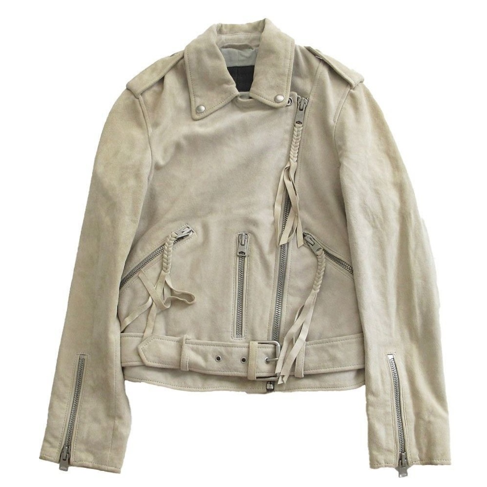 All Saints Goat Leather Suede Double Rider Jacket